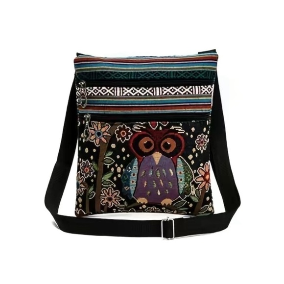 Blossom Boutique Handbags - 2 LEFT! Embroidered Owl Boho Crossbody Purse